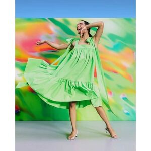 Christopher John Rogers X Target Green Tie Strap Hi-Lo Midi Dress Sz 1X Dopamine